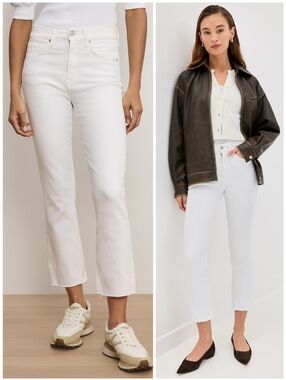 Veronica Beard White Carly High Rise Kick Flare Jeans, 14